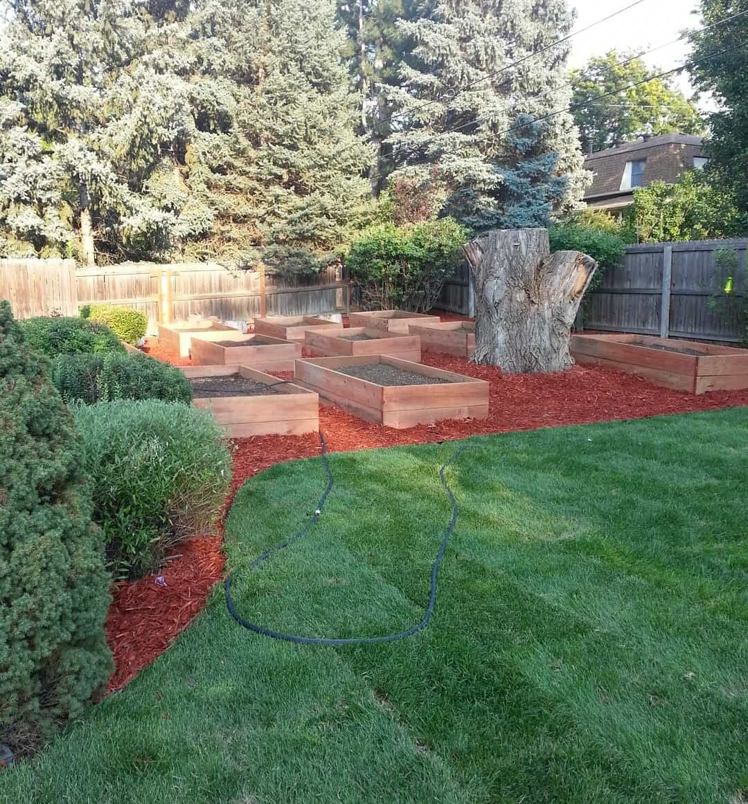 Mulch and garden beds, created by Minh.